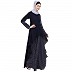 Polka dotted asymmetrical dress abaya- Navy Blue